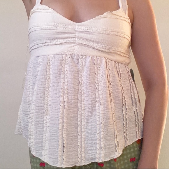 Tops - Women’s Cream Textured Babydoll Tank Top